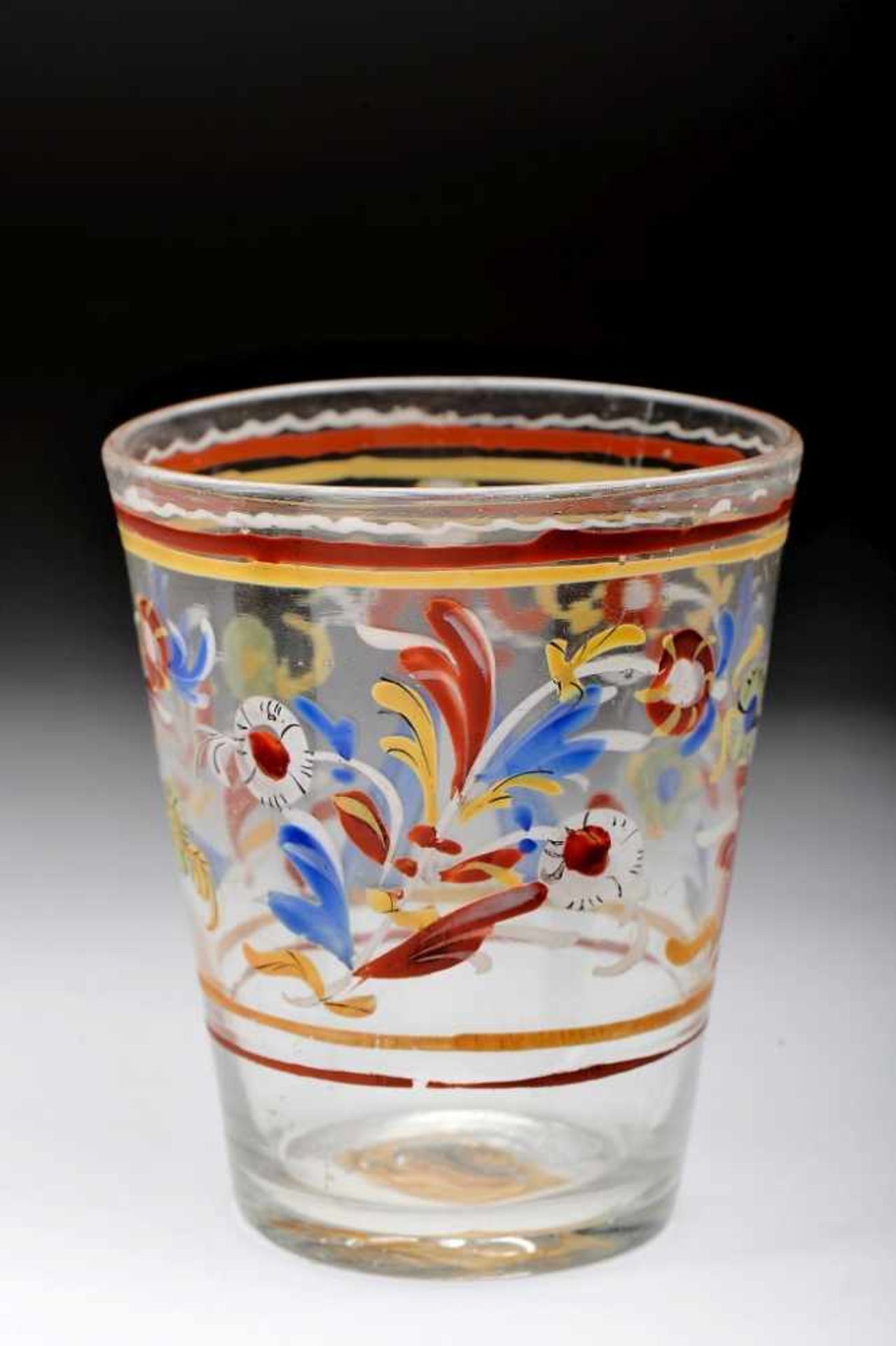 A GobletA Goblet, painted glass probably from the Coina Factory, polychrome decoration "Female - Bild 2 aus 2