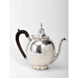 A TeapotA Teapot, D. Maria I, Queen of Portugal (1777-1816), silver, ribbed bands, engraved