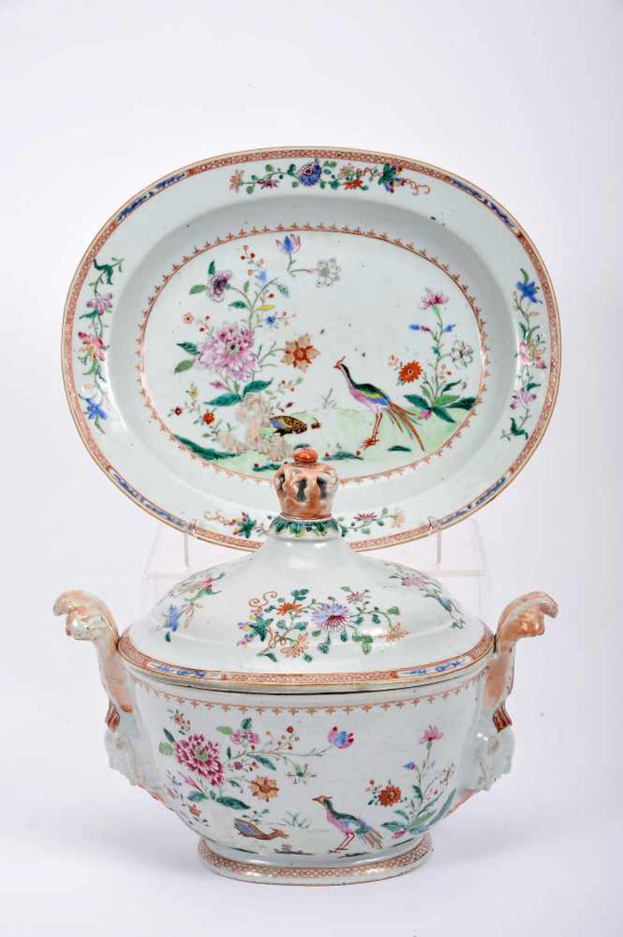 An oval tureen with stand