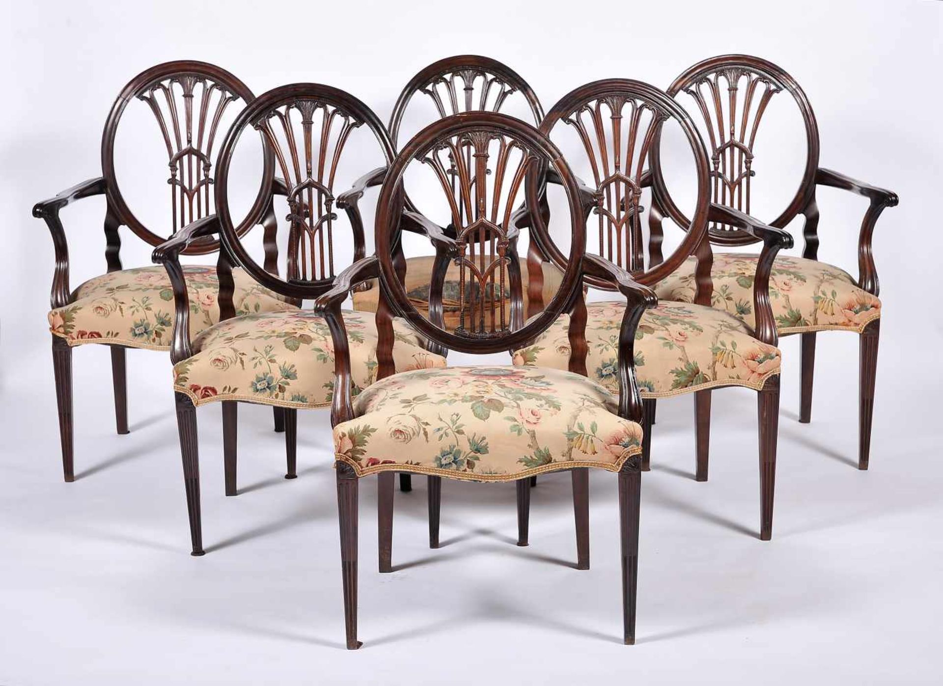 A set of six armchairs