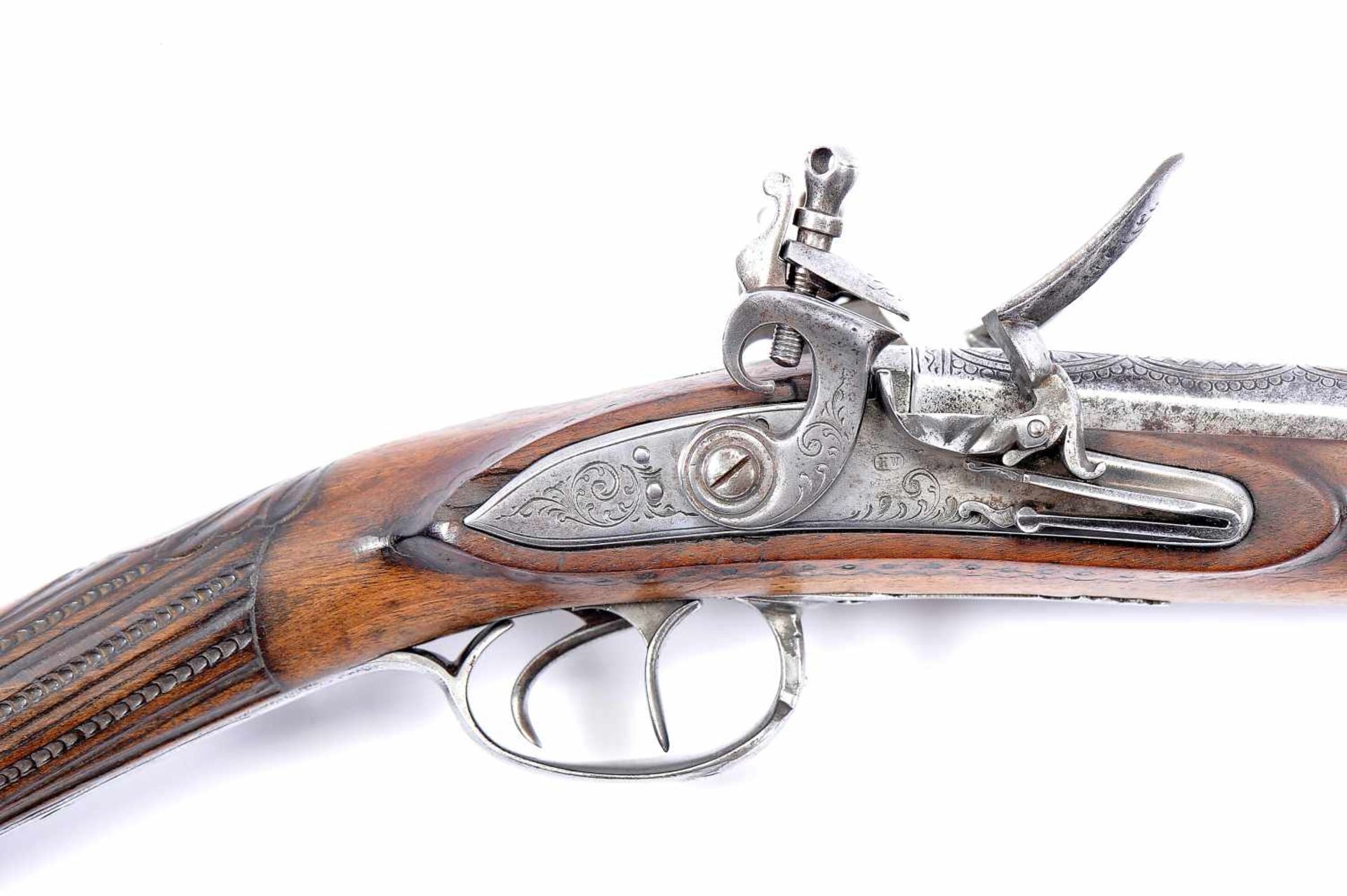 A Double Barrelled Flintock Shotgun - Image 2 of 2