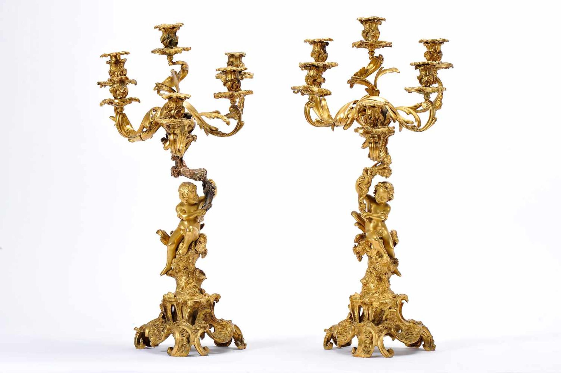 A pair of six-light candelabra