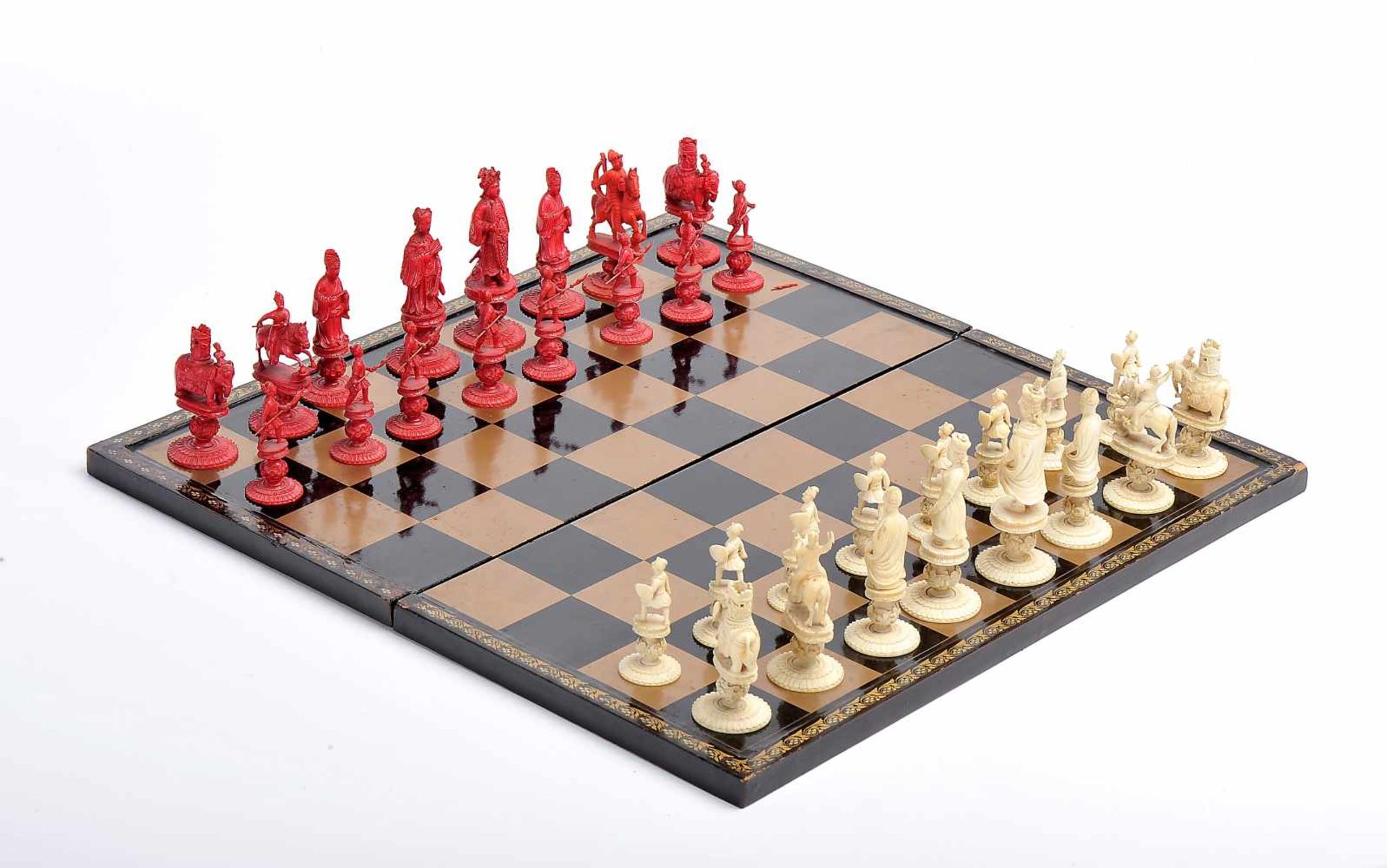 Chess pieces with case and board