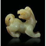 A yellow jade dragon, China, Qing Dynasty - Qianlong period (1736-1796). 5x5cm -