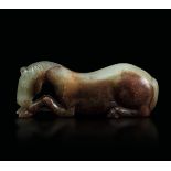 A jade and russet horse, China, prob. Ming Dynasty - 4x10.5cm -