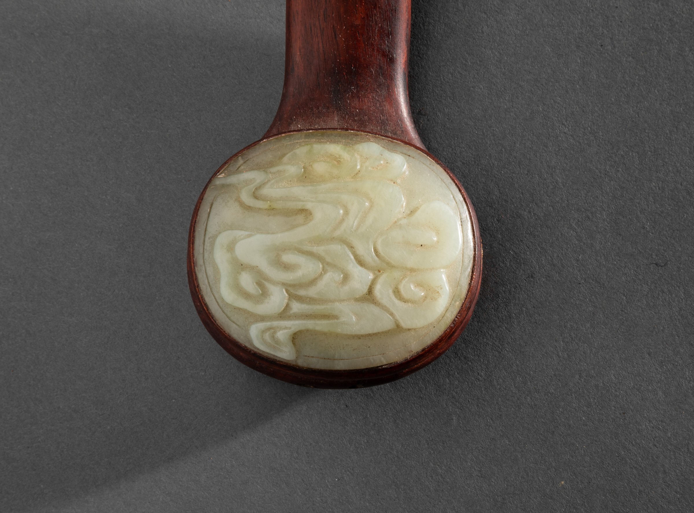 A wood and jade Ruyi, China, Qing Dynasty, 1800s - H 53cm - - Image 4 of 12