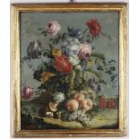 Scuola francese del XVIII secolo, Natura morta con fiori, frutta e funghi - olio su [...]