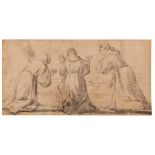 Giacomo Cavedone (Sassuolo 1577 - Bologna 1660), Studio di tre monaci - gessetto nero [...]