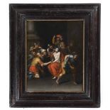 Scuola fiamminga del XVII secolo, Cristo deriso - olio su tavola, cm 40x32 -