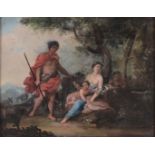 Scuola francese del XVIII secolo, Venere e Adone - olio su rame, cm 23x30 -
