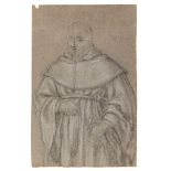 Scuola veneta del XVIII secolo, Ritratto di monaco - matita nera e gessetto su carta [...]