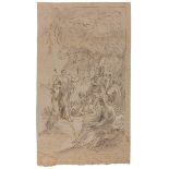 Scuola veneta del XVIII secolo, La predica del Battista Studio di paesaggio - [...]