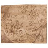 Scuola napoletana del XVIII secolo, Studio per affresco - penna, acquerello e [...]