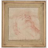 Scuola del XVIII secolo, Studio per testa di Santo - sanguigna su carta, mm 135x130 -