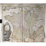 Homann,Santini,Remondini,Seutter, Sei carte geografiche in coloritura - Cm. 53 x 60. [...]