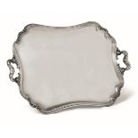 A two-handle silver tray, Italy, 1900s - Molten and chiselled silver. 4100gr 76x49cm -