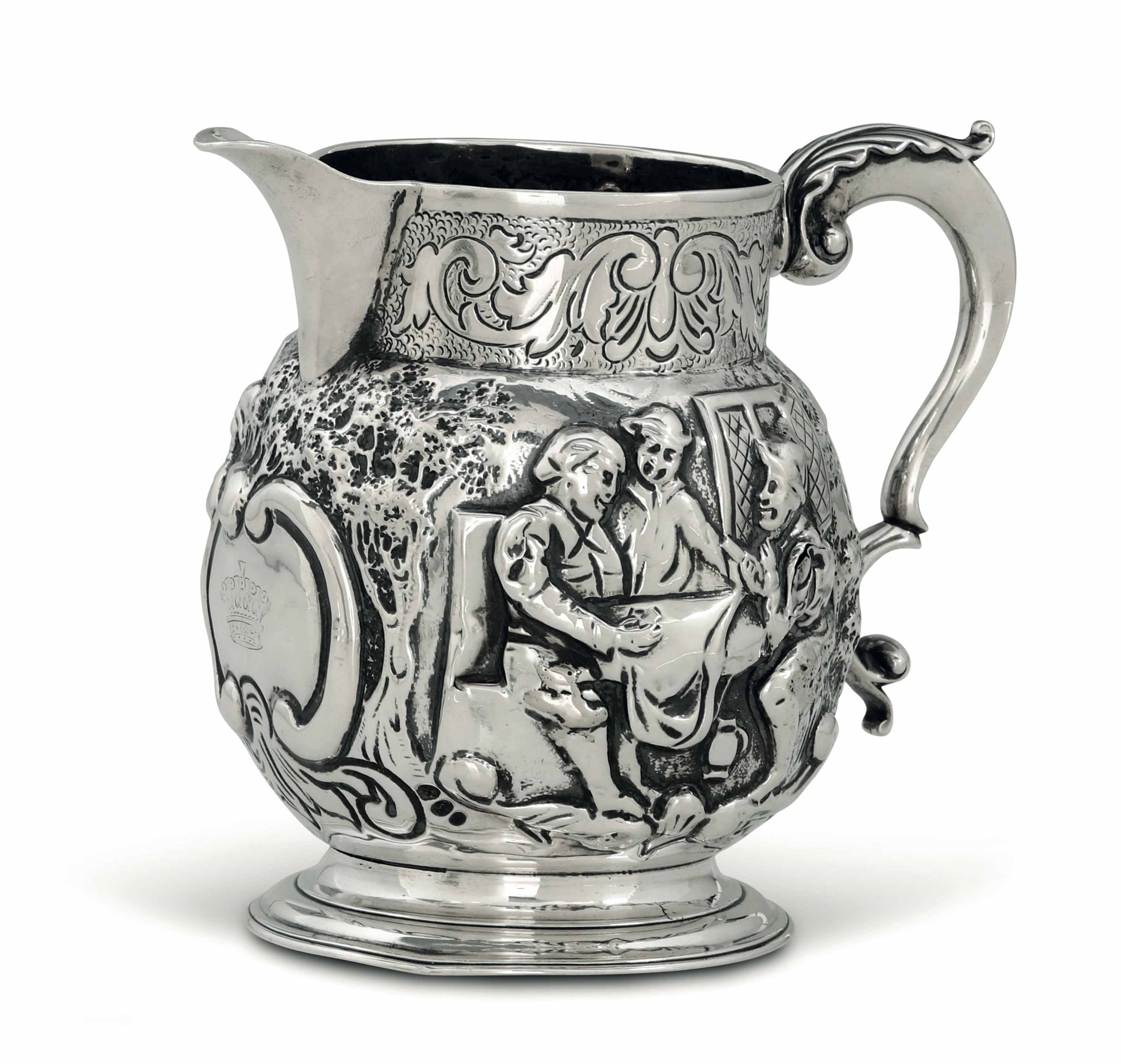 A silver pitcher, T. Cooke II & R. Gurney - London 1750. Molten, embossed and [...]