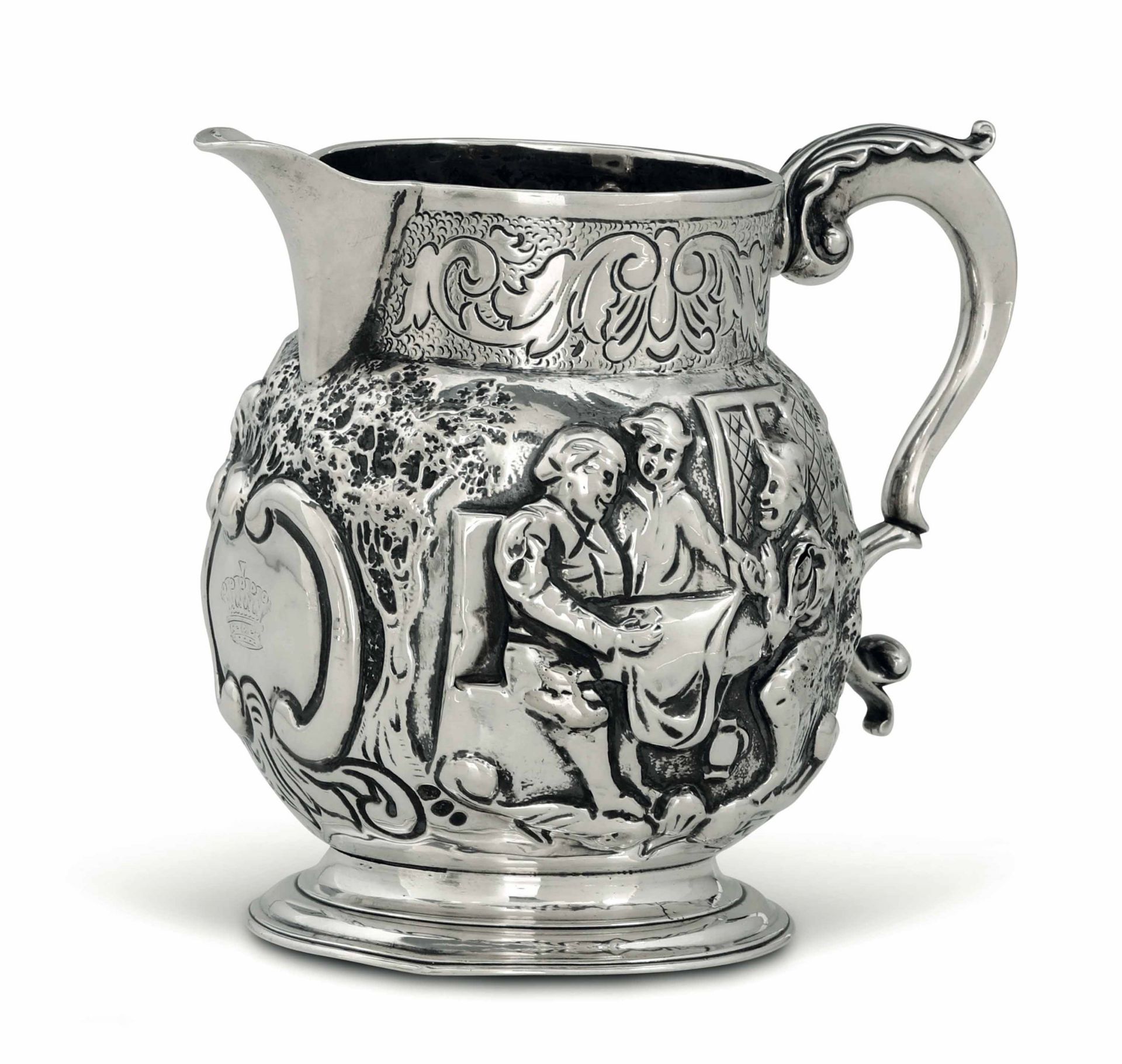 A silver pitcher, T. Cooke II & R. Gurney - London 1750. Molten, embossed and [...]