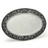 An oval tray, 1900s, Italy - A large silver tray. 830gr, 49x31cm -