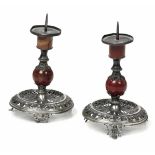 A pair of small candlesticks, Arezzo, 1900s - Silver and marble candlesticks. Made by [...]