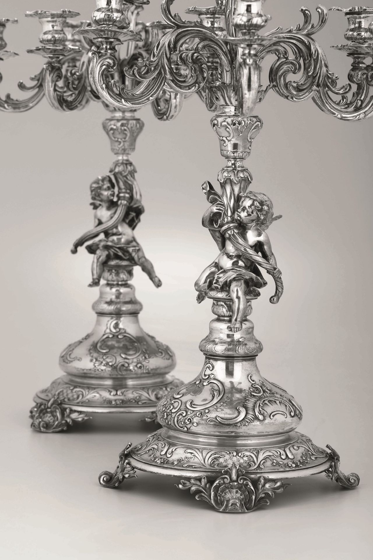 Two silver candle holders, Vienna 1867/1922 - Silversmith VMS (unidentified). Molten [...] - Bild 4 aus 7