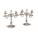 Two silver candle holders, Japan, 1900s - 1750gr, H 37cm. -