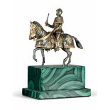 An armoured knight, Milan (?), 1900s - Silver and gilt silver on a malachite base. [...]