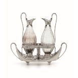 A silver cruet stand, J. Tweedie (?) - London 1790. Molten, embossed and chiselled [...]