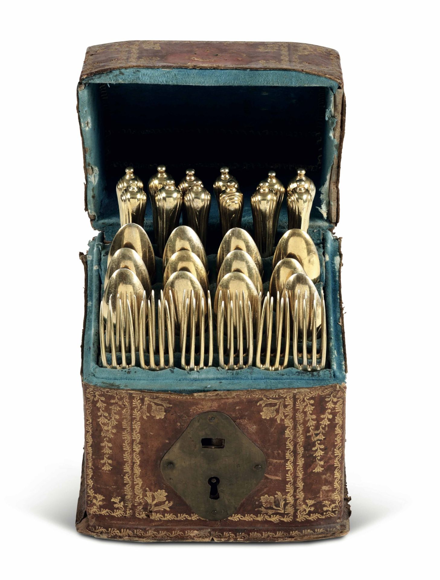 A 36 piece cutlery set, Rome late 1700s - Vermeille silver. Marks for silversmiths [...]