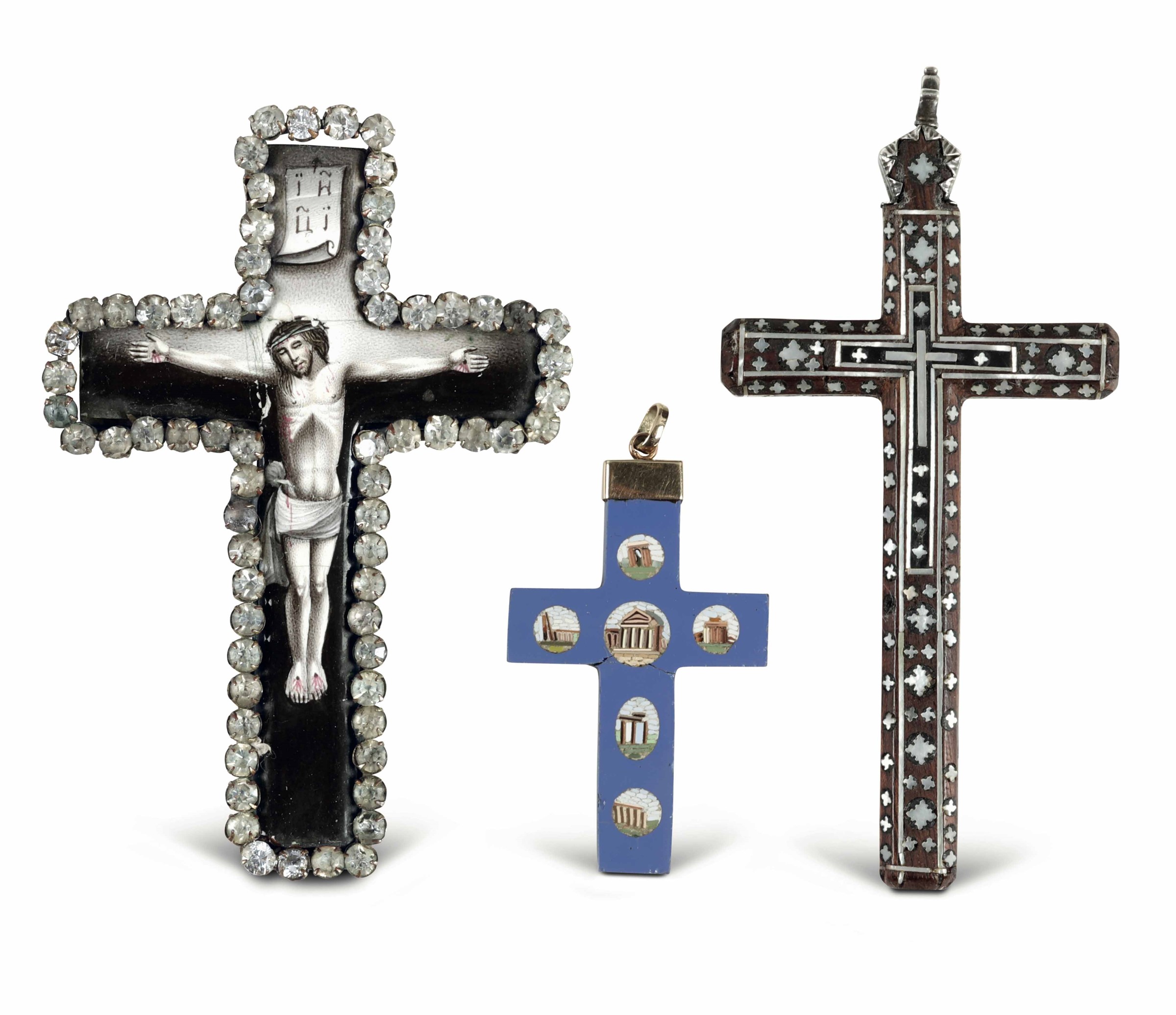 Three crosses from the 1800s - A - Wood essences with mother-of-pearl inlays and [...]