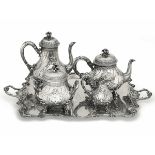 A silver set, Veyrat, France 1800s - Molten, embossed and chiselled silver. 3730gr, [...]