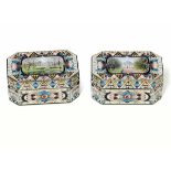 Two Russian snuff boxes, 1900s - Two snuff boxes in silver and cloisonné glazes. [...]