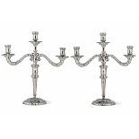 Two silver candlesticks, 1900s, L. Calegaro - Two silver candlesticks with three [...]