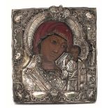 An icon with silver riza, 1769 - Molten, embossed and chiselled silver. Unidentified [...]