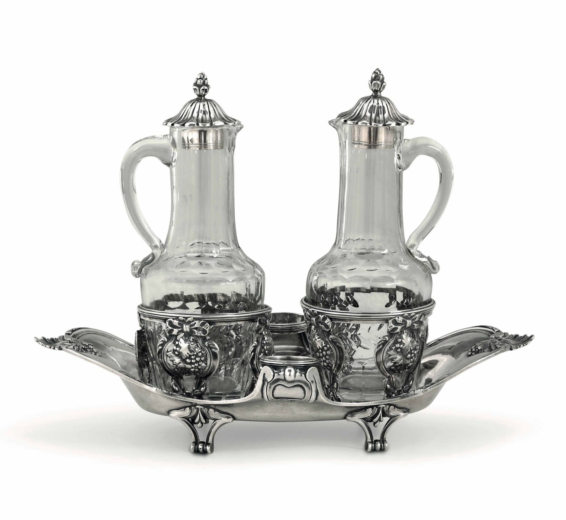 A silver cruet stand, Paris, early 1800s - Molten, embossed and chiselled first title [...]