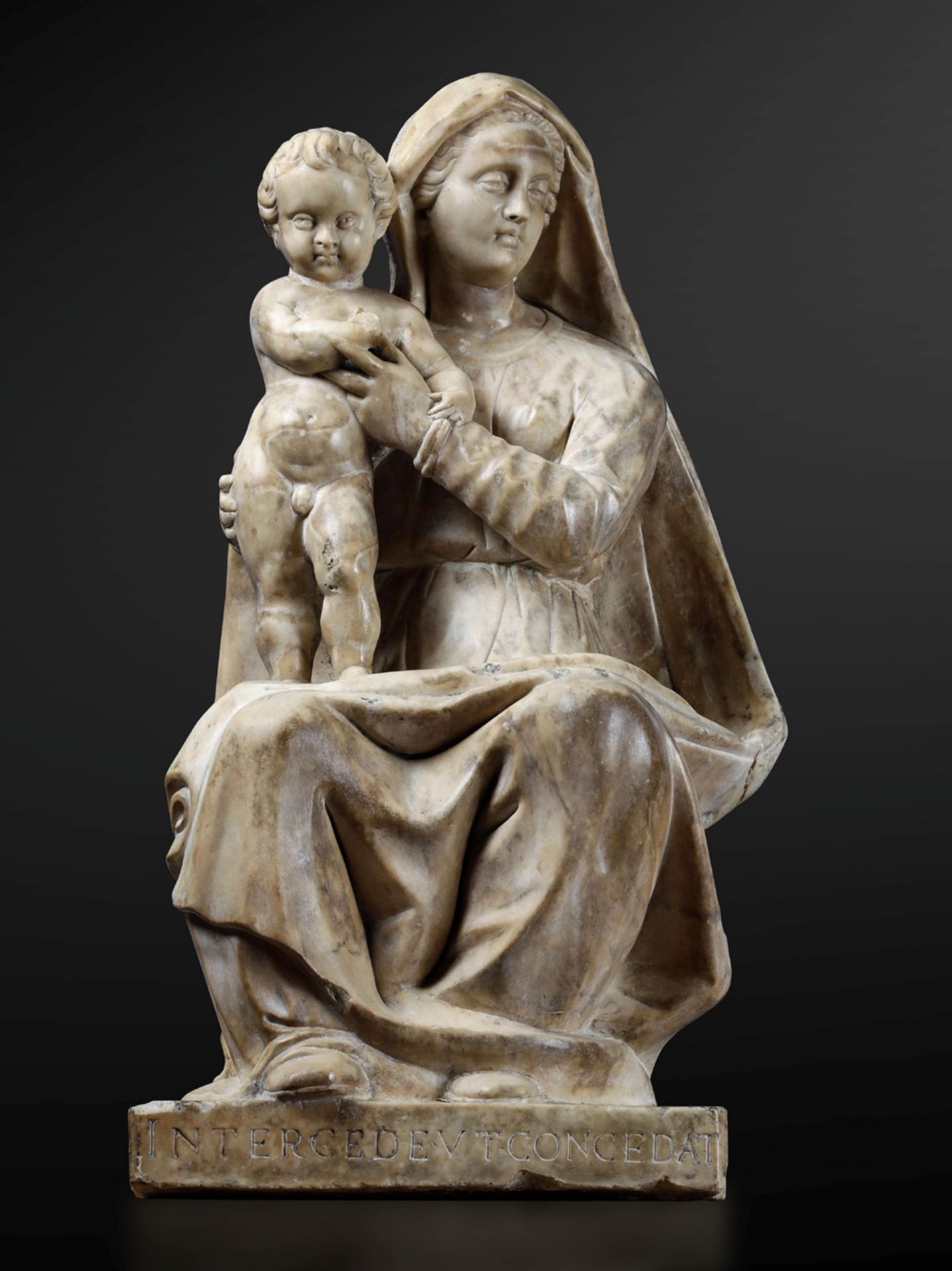 Madonna con Bambino in marmo bianco. Scultore tardo-manierista, Genova, ultimo quarto [...]