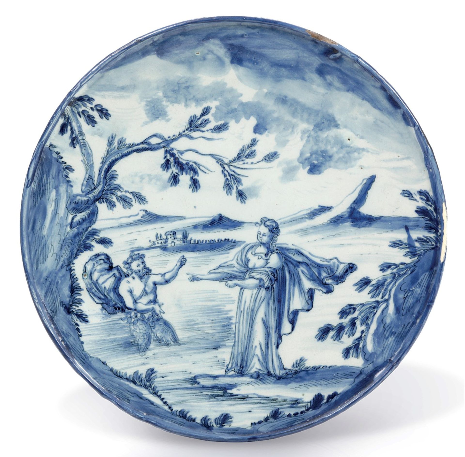 Sottocoppa Savona, fine del XVII - inizio del XVIII secolo, - Maiolica a gran fuoco [...]