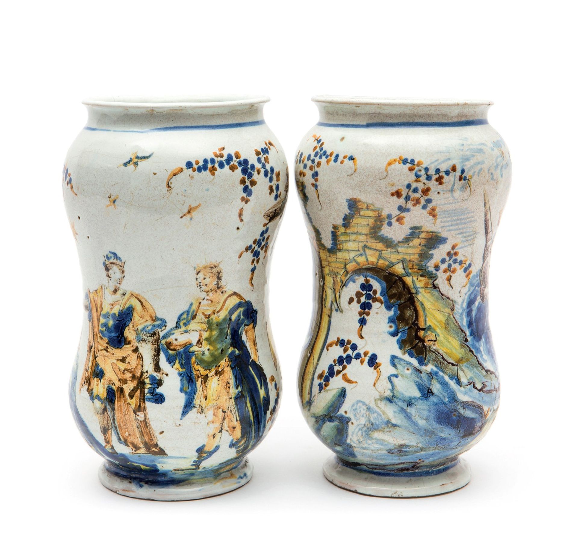 Coppia di albarelli Savona, Manifattura dei Chiodo-Peirano, 1720-1735, - Maiolica [...] - Bild 2 aus 3