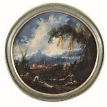 Anton Francesco Peruzzini (Ancona 1643 - Milano 1724), Paesaggio con pastori e [...]