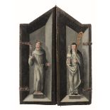 Scuola fiamminga del XVI secolo, Trittico raffigurante la Madonna in trono con Santa [...]