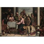 Scuola veneta del XVII secolo, Maddalena lava i piedi a Gesù - olio su tela, cm [...]