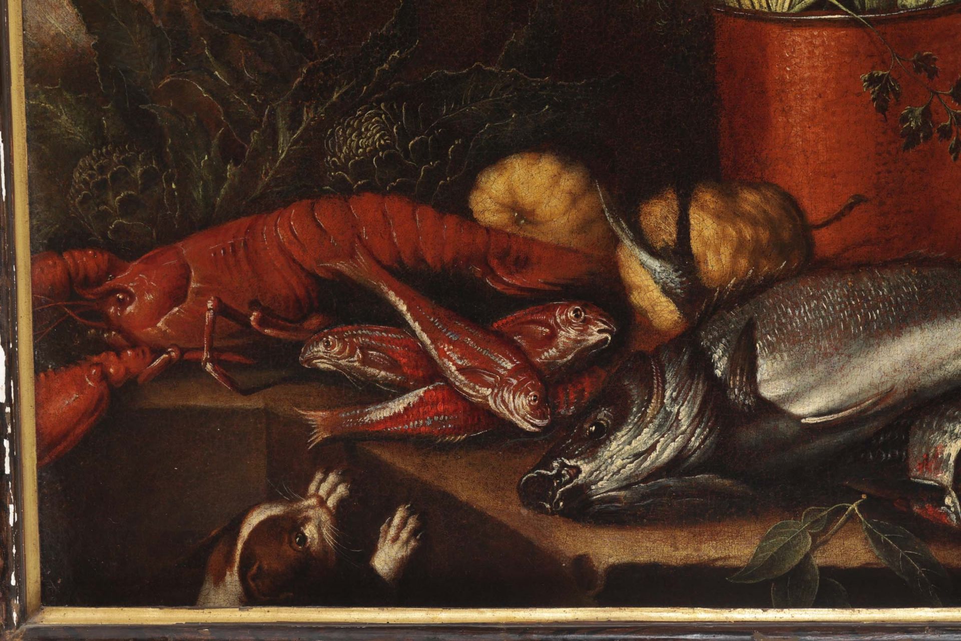 Scuola emiliana del XVII secolo, Natura morta con pesci e ortaggi - olio su tela, cm [...] - Bild 4 aus 6