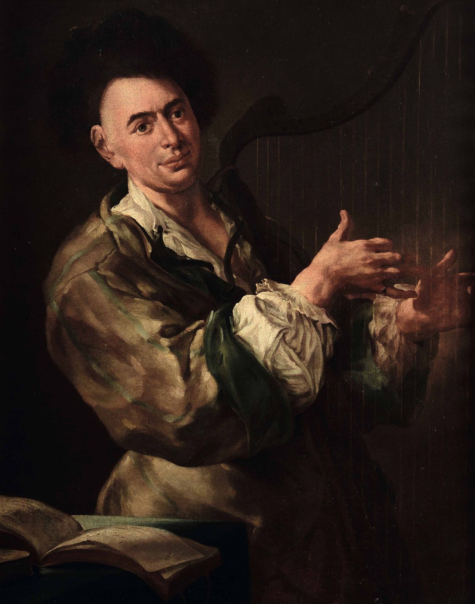 Salomon Adler (Danzica 1630 - Milano 1709), Musico con arpa - olio su tela, cm 90x70 [...]