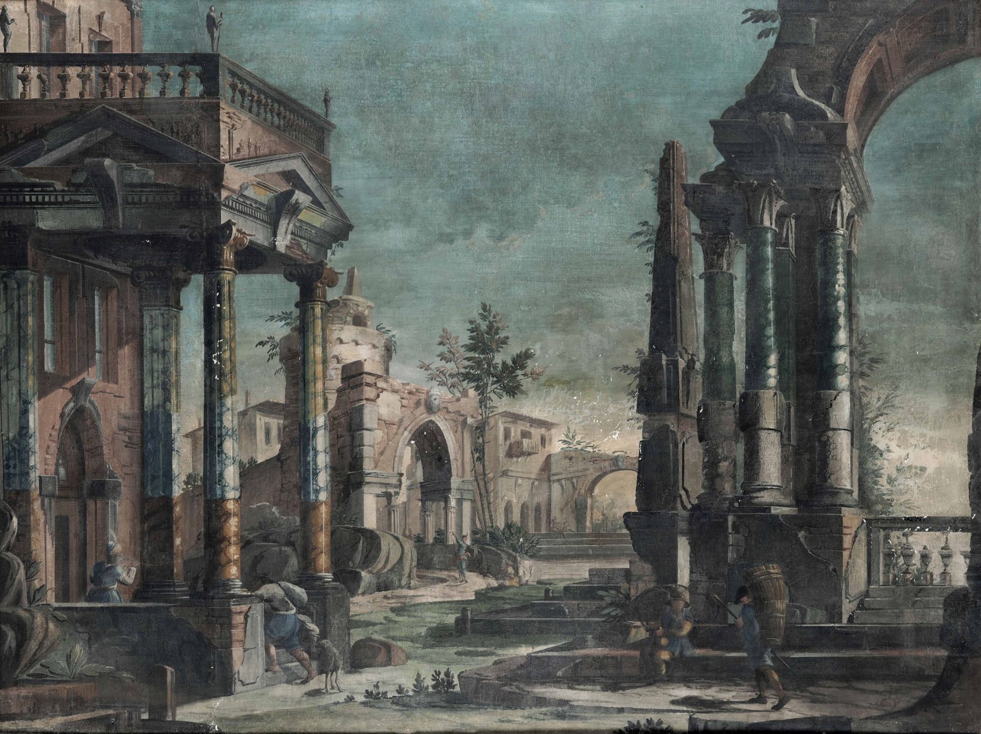 Scuola emiliana del XVIII secolo, Capriccio architettonico con rovine - olio su tela, [...]