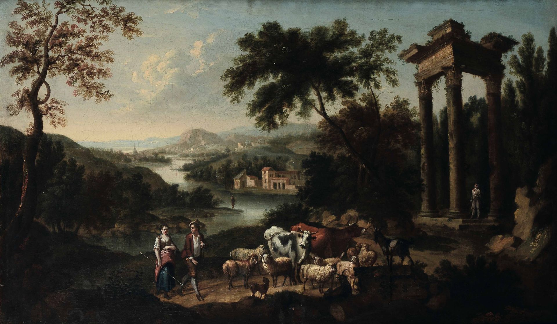 Tommaso Porta (Brescia, 1686 o 1689 - Verona, 1768), Paesaggio fluviale con pastori, [...]