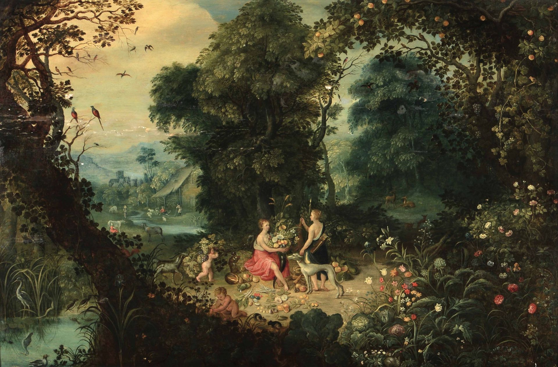 Ferdinand Van Kessel (Anversa 1648 - Madrid 1696), Diana e Cerere - olio su tavola, [...]