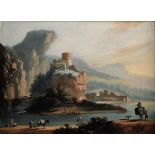 Bruno van Straaten (Utrecht 1786-1870), Paesaggio montuoso - olio su tela, cm 36x49 [...]
