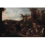 Pietro Domenico Olivero (Torino 1672-1754/55), Scena con popolani e rovine sullo [...]