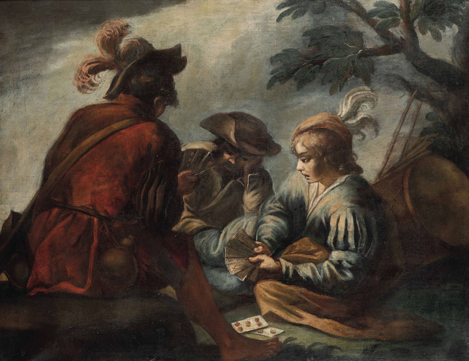 Scuola dell’Italia centrale del XVIII secolo, Giocatori di carte - olio su tela, cm [...]