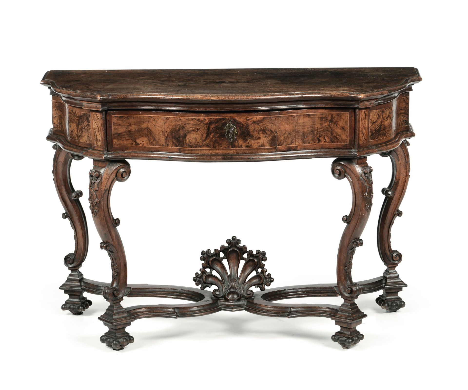 A Louis XV console, Veneto, 1700s - Veneered walnut wood. 115x55x78cm -